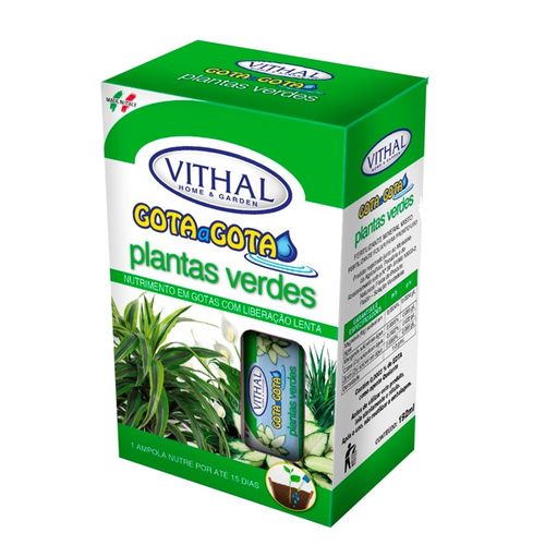 Fertilizante Vithal Gota a Gota para Plantas Verdes com 6 ampolas